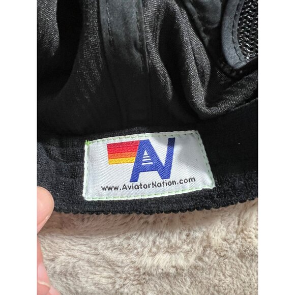Aviator Nation Black Corduroy Snapback Hat With Mountain Patch & Mesh Lining - Picture 5 of 8